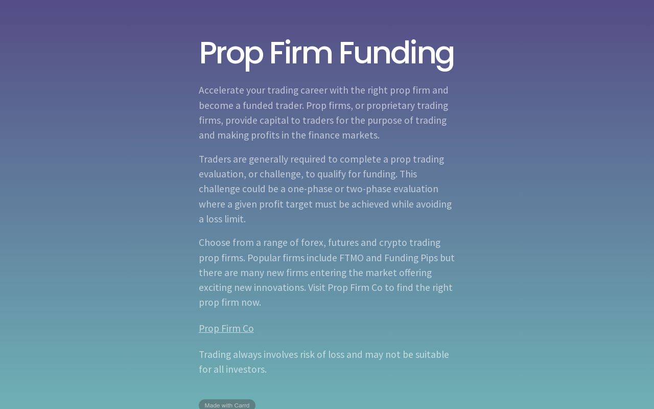 Prop Firm Funding - Getting Started